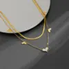 Wholesale Titanium Steel 18K Gold Plated Artistic Plating Heart Shape Acrylic Layered Necklaces