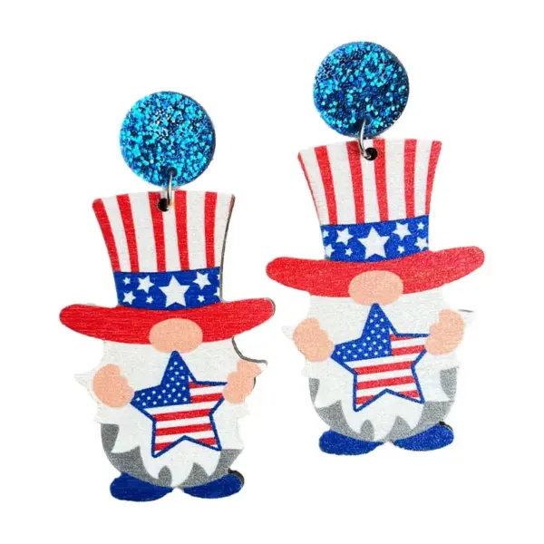 Wholesale Wooden Earrings American Independence Day Elf Statue Of Liberty Festive Atmosphere July 4th Original Design Geometric Pattern