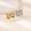 Wholesale 304 Stainless Steel Geometric PVD Coated Zircon Real Gold Plated Modern Style Classic Style Waterproof Non Tarnish Hoop Earrings