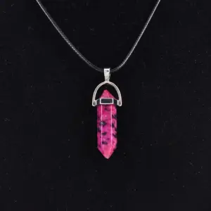 Purple Hemp Point Natural Stone (Get Leather Rope Free)