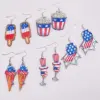 Wholesale Wooden Ice Cream Theme July 4th Independence Day Earrings Geometric Pattern Animal Zodiac Cartoon Character Stylish Women's Jewelry