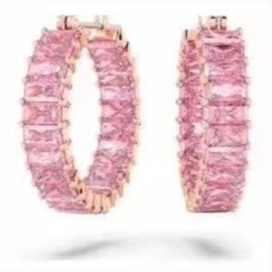 Ladder diamond pink earrings
