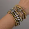 Wholesale Stainless Steel 18K Gold Plated Multi-Layer Beaded Elastic Rope Bracelet Casual Everyday Date Selfie Festival Geometric Pattern