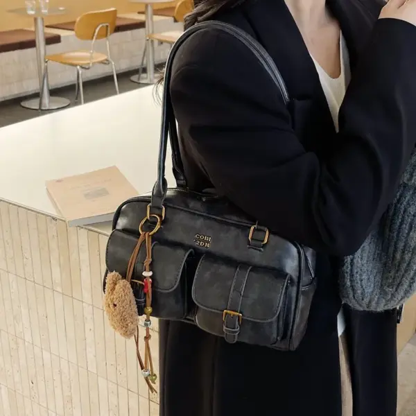 Wholesale Bowling Handbag For Women 2025 New Trendy Fashion Retro Underarm Bag Versatile Large Capacity Single Shoulder Commuter Bag