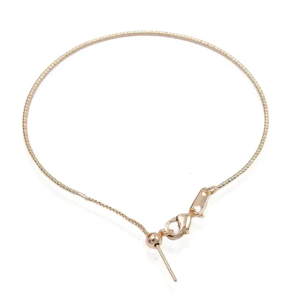 Wholesale Beaded Lines Bracelet Bangle In Copper With 14K Real Gold Electroplated Finish Featuring Elegant Beading
