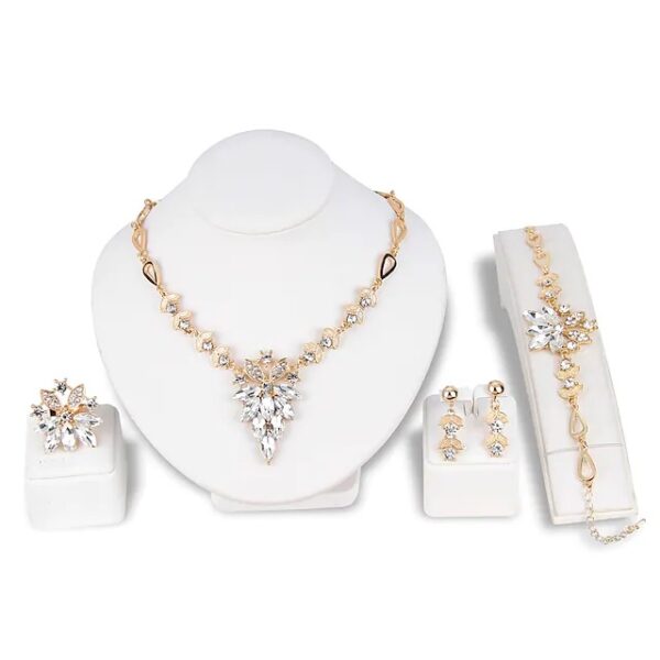 oly-fbf0fa22c52d6080861c7d86ffe97b52 Wholesale Hoop earrings 4 pieces of rhinestone alloy ring 1 necklace earrings bracelet women's simple luxury elegant