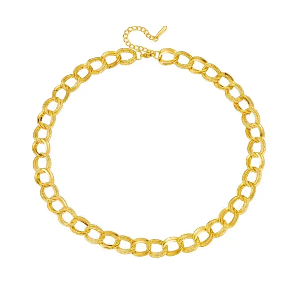 Wholesale Double Ring Chain Smooth Thread 304 Stainless Steel O-shaped Waterproof Non-fading Cable Chain Necklace For Women