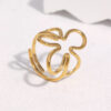 Wholesale Titanium steel openwork flower ring, stainless steel ring that won't fade.