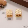 Wholesale Hypoallergenic Letter Stud Earrings For Women In Copper With KC Golden UV Plating And Zircon Inlay