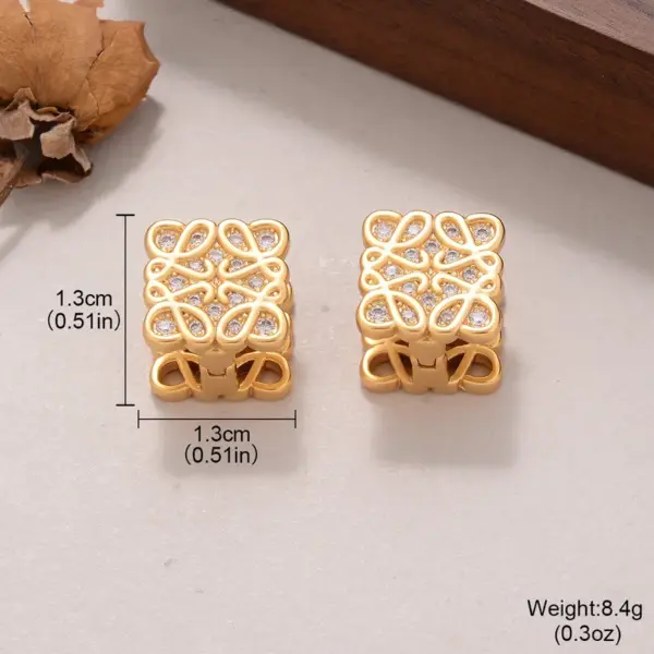 Wholesale Hypoallergenic Letter Stud Earrings For Women In Copper With KC Golden UV Plating And Zircon Inlay