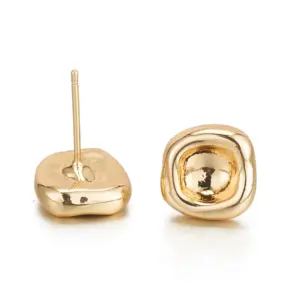 Wholesale Heart Shape Stud Earrings With 14K Real Gold Plated Copper And Zircon Inlay, Featuring 925 Sterling Silver Posts, Unisex Design