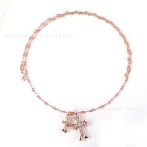 Rose gold and white diamond necklace