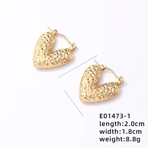 Wholesale PVD Coated Gold Plated Heart Shape 304 Stainless Steel IG Style Vintage Style Waterproof Non Tarnish Ear Clip