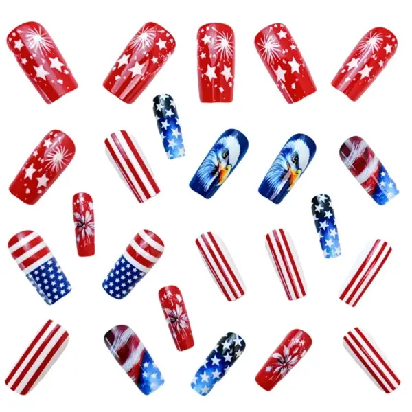 oly-fc49a2a6eceb1ede17453f2a7e413479 Wholesale Moderate Length European Nail Stickers White Eagle Star Stripes Design Independence Day Theme Nail Stickers