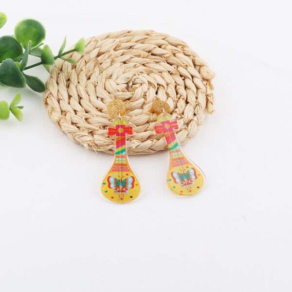 oly-fc552ca0e183e4030846c4a6d52aab28 Wholesale Carnival Music Festival Earrings Fashion Personality Rainbow Guitar Musical Instrument Ear Jewelry