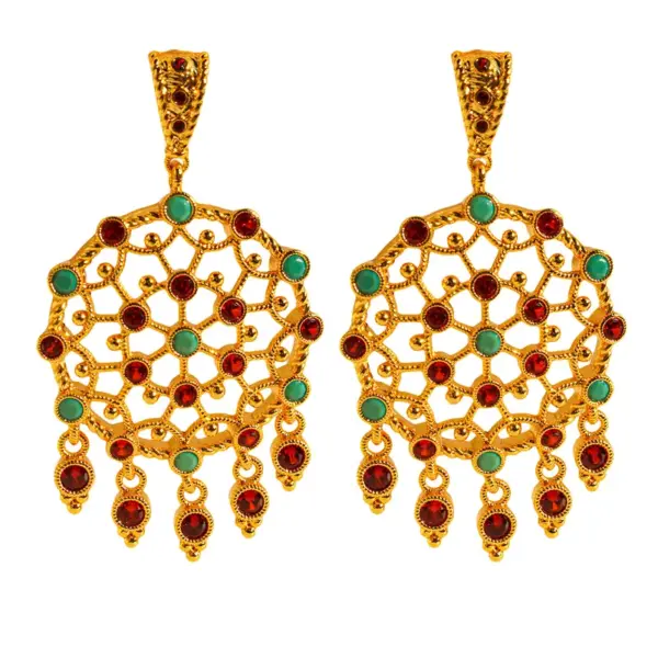 Wholesale Inlaid Zircon Fashionable Earrings Hollow Tassel Earrings Exotic Style Women's 696 Hypoallergenic Brass