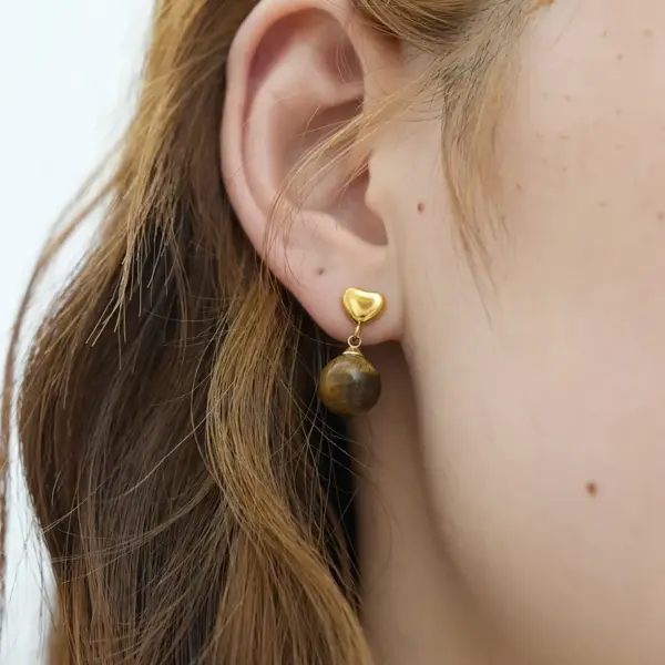 Wholesale 304 Stainless Steel Heart Shape PVD Coated 18K Real Gold Plated IG Style Sweet Simple Style Waterproof Non Tarnish Surgical Steel Hypoallergenic Dangling Earrings Ear Studs