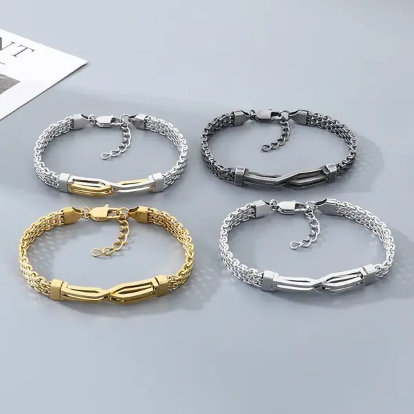 Wholesale Geometric Simple Style Men's Bracelet In 304 Stainless Steel With 18K Real Gold Plated PVD Coating 0.03µm