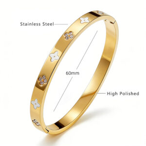 White drop glue / Inner diameter 5cm x 6cm full-body titanium steel material 18k gold vacuum plating
