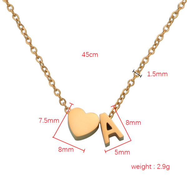Wholesale  Personalized Fashion Stainless Steel Pendant Golden Heart English Letters Small Hole Beads A- Z Couple Necklace