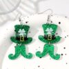 oly-fc9a9808725e2e67e986ed7669249067 Wholesale St. Patrick's Day Earrings Carnival Personalized Green Acrylic Glitter Clover