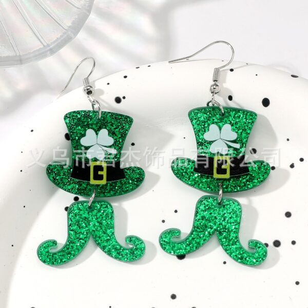 oly-fc9a9808725e2e67e986ed7669249067 Wholesale St. Patrick's Day Earrings Carnival Personalized Green Acrylic Glitter Clover