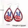 Wholesale Wooden Earrings USA Flag Star Heart Shaped July 4th Holiday Jewelry Gifts Irregular Geometric Waterdrop U Shaped Women's Earrings
