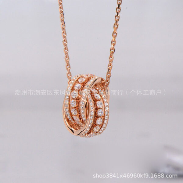 Wholesale Electroplated alloy double-ring transfer bead necklace clasp