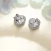 Wholesale Elegant Small Heart Shaped Zircon Earrings For Women Flashing Fashionable Versatile Sweet Cute 925 Silver Needle Copper Plated Real Gold