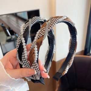 oly-fcc3567fefb3ed4e7a21de239a224490 Wholesale French High-end Hair Accessories Twist Rhinestone Pearl Headband High Cranial Top Face Small Headband Non-slip Hair Clip Headwear for Women
