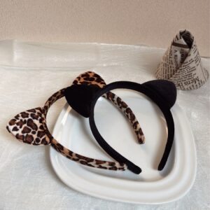 oly-fcc43437e5e232bdf4da2ebd79fa5c72 Wholesale Leopard Cat Ear Hair Band Autumn and Winter Golden Velvet Plush Face Wash Hair Band Cute Girl Hair Card Headwear
