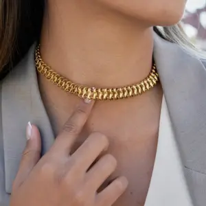 Wholesale Geometric Electroplated Jewelry Set For Women In 304 Stainless Steel With 18K Real Gold Plated PVD Coated Handmade Chain