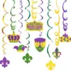 Wholesale Carnival Party Spiral Decoration Mardi Gras Paper Banner Masquerade Swirl Hanging Ornaments Festival Supplies