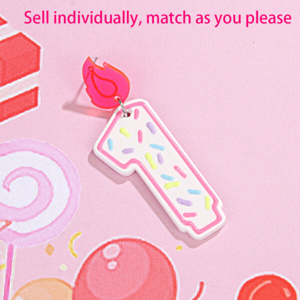 Wholesale acrylic earrings fashion personality design single number 0-7 donut birthday candle earrings