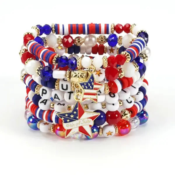 Wholesale New American Flag Bracelet American Independence Day Veterans Day Bracelet Patriotic Gifts Elastic Bracelet