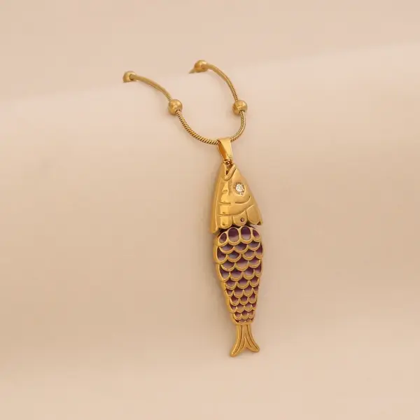 Wholesale Elegant Romantic Fish Pendant Necklace Stainless Steel 304 Vibrant 3D Moving Fish Personalized Jewelry For Women Lobster Clasp