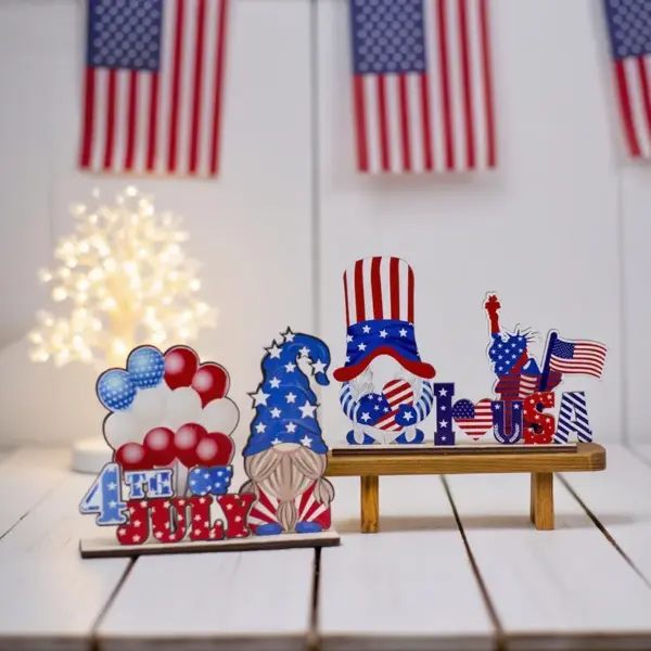 Wholesale Creative DIY Wooden Ornaments Independence Day Decoration Desktop Ornaments American Flag Halloween Party Supplies