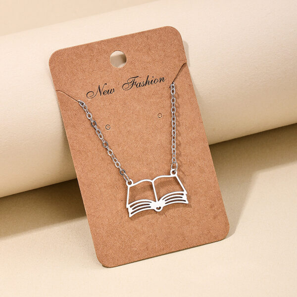 Wholesale 1 fashionable ins style metal hollow book pendant graduation season gift lady necklace selfie pose to wear