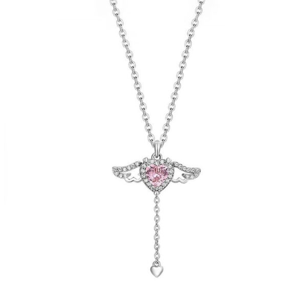 oly-fd16a9e67bd4bc157a38df7844bbf2ae Wholesale Cupid heart necklace female love Angel wings tassel romantic clavicle chain Qixi gift for girlfriend