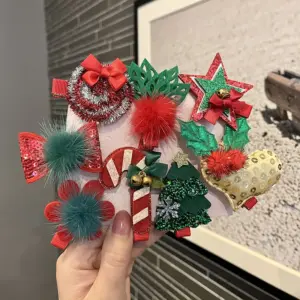 Wholesale Christmas Girl's Hair Clip Shiny Sequins Festival Decoration Bell Flower Ring Side Clip Cute Girl's Hair Accessories