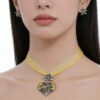 Wholesale Alloy Heart-Shaped Diamond Necklace, Edelweiss Alloy Set Pendant Jewelry