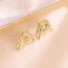 Wholesale Geometric Electroplated Copper Earrings For Women With Zircon Inlay And Water Plating Finish