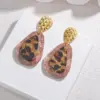 Wholesale Leopard Print Earrings For Women In Maillard Style, Made With Acetic Acid Sheets And 18K Real Gold Electroplated