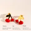 Wholesale Exquisite Fashion Design Red Cherry Earrings Handmade Glaze Red New Year Earrings For Women Christmas Festive Girl Earrings 1080