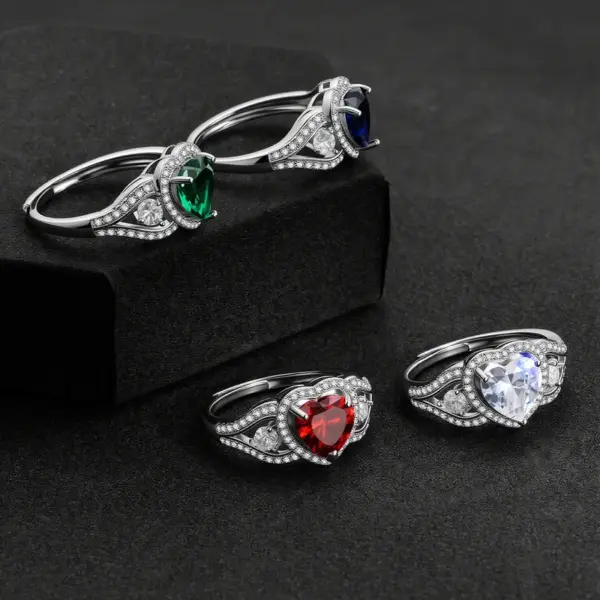 Wholesale Luxurious Heart Shape Ring For Unisex Featuring Copper Material And Zircon Inlay
