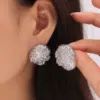 Wholesale PVD Coated Real Gold Plated 18K Gold Round Oval Flower 304 Stainless Steel Simple Style Classic Style Waterproof Non Tarnish Ear Studs