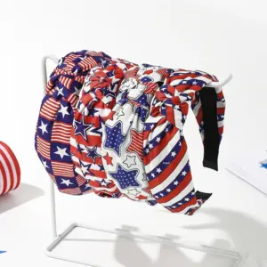 Wholesale American Independence Day Star Element Retro Knot Headband Sweat-Absorbing Yoga Running Sports Headband Black White Red Dark Blue
