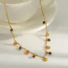 Wholesale Vacuum Electroplating (In Furnace) Plated 18K Real Gold Pearl 304 Stainless Steel Artificial Pearl Natural Stone Elegant Minimalist Style Lobster Clasp Necklace