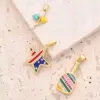 Wholesale 1 Pc/Package 16x10mm 22x20mm 25x11.5mm 3mm 5x3mm Copper Zircon 18K Gold Plated Pentagram Balloon American Flag Polished Pendant