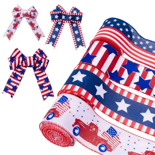 oly-fdac8e6ecfffc0d7f8a0d401214967d0 Wholesale Decorative Ribbon Car Star DIY Bow Decoration Patriotic Atmosphere Event